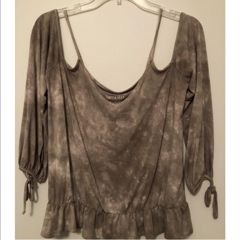 American Eagle Green Off The Shoulder Top